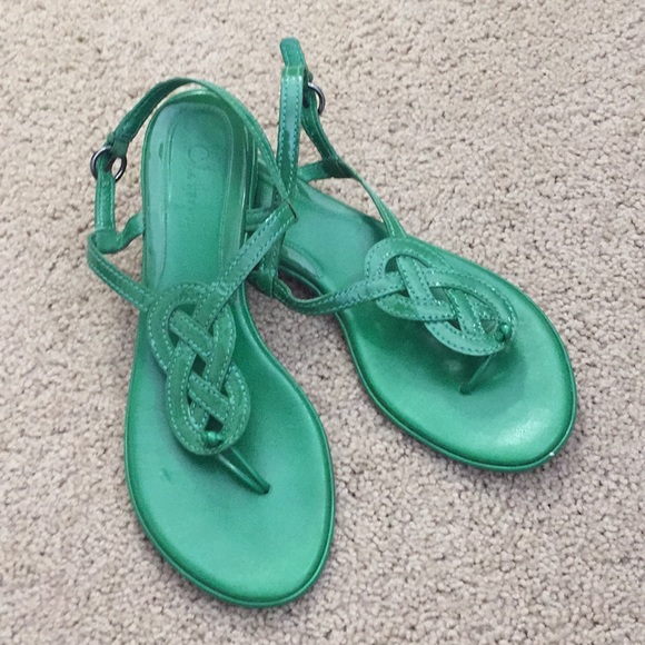 emerald green flip flops